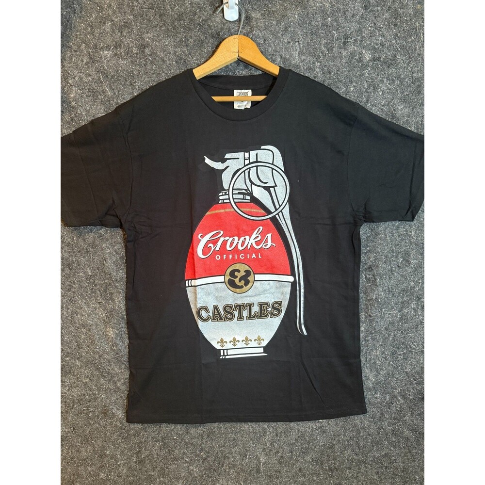 Crooks & Castle Official T Shirt Grenade Logo Mens Black Large